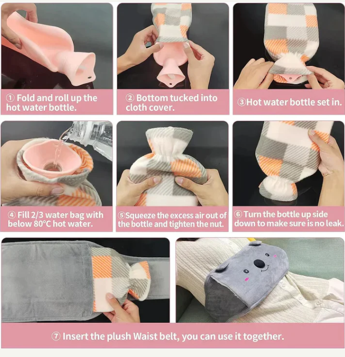 🎄Χριστουγεννιάτικο δώρο με βελούδινη ζώνη για μπουκάλι ζεστού νερού που γεμίζει με νερό